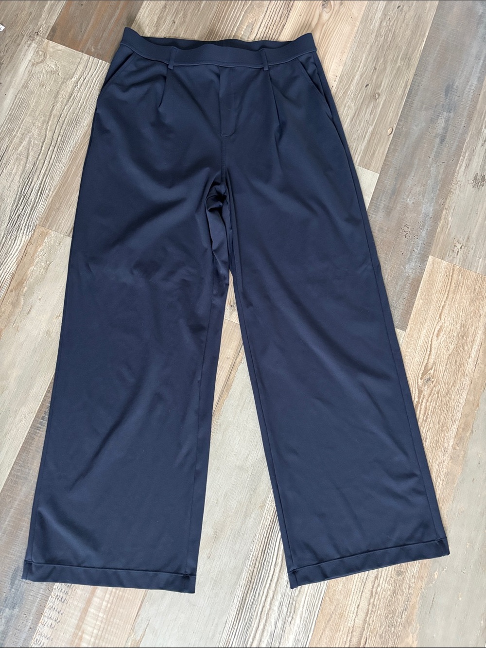 HALARA Navy Wide-Leg Pull-On Trousers